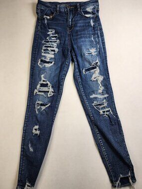 American Eagle Size 4 Ne(x)t Level Stretch Jegging High Rise Destressed Y2K